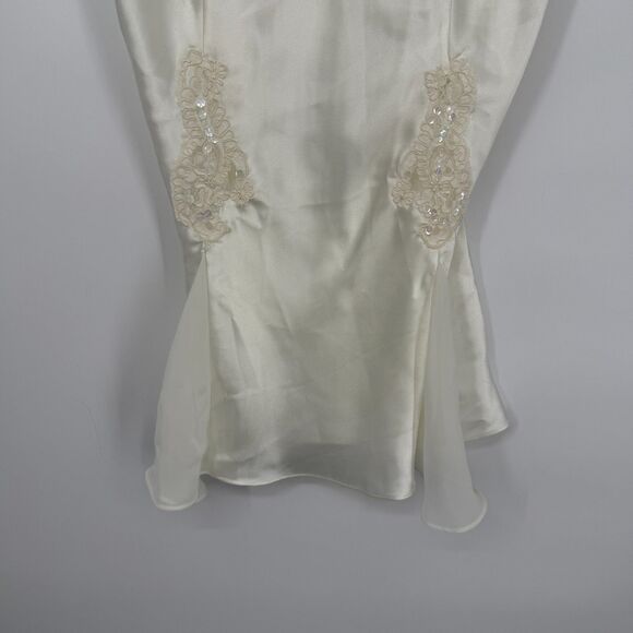 Vtg Victoria's Secret Slip Dress Chemise Sz L Ivory Lingerie 90s Coquette Bridal - Picture 2 of 12